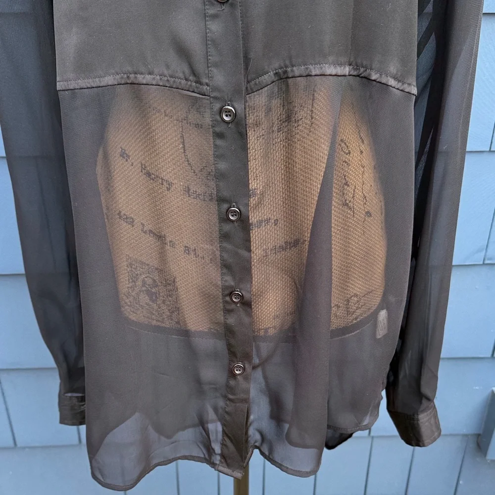 Free People Black Sheer Blouse m top shirt